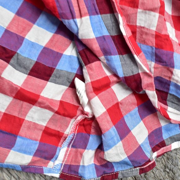 Lane Bryant Red and Blue Plaid Off-Shoulder Top - Picture 2 of 8